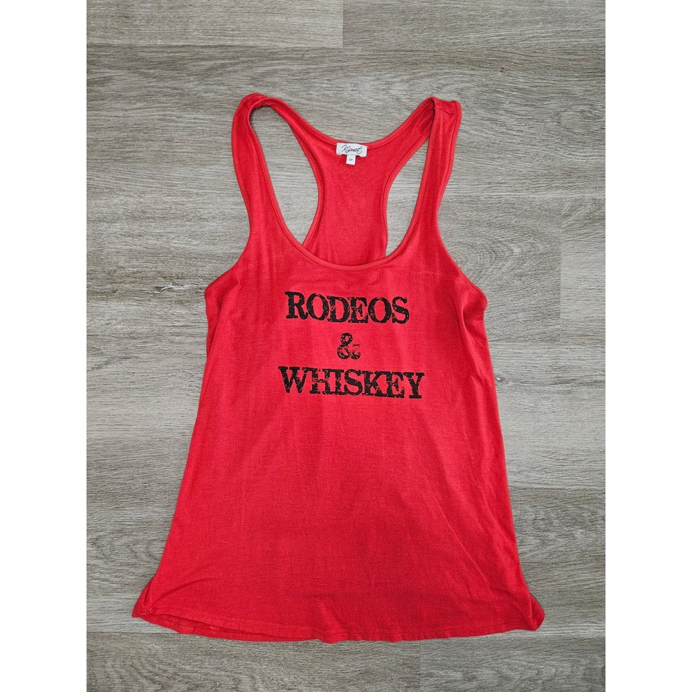 Mens Shirt Red Rodeos & Whiskey Graphic Racerback Muscle Gym Tank Top Small
